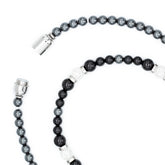 Men's Executive Success Beaded Necklace with Black Tourmaline, Onyx, Hematite, Clear Quartz and Silver